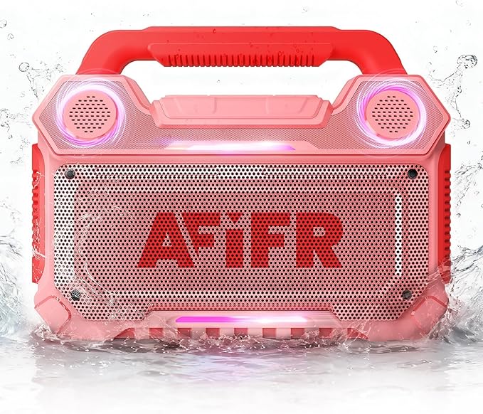 Outdoor Bluetooth Speaker, 160W Loud Bass! Rugged, IP67 Waterproof, 24H Playtime with Lights, Wireless TWS Pairing Portable Speakers for Party, Outsides, Travel, Beach, Garage (Rose Blaze)