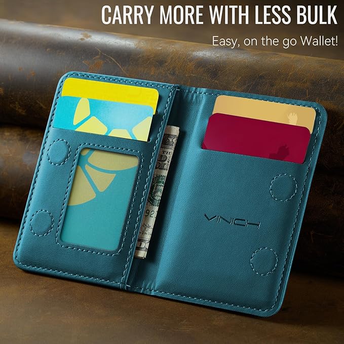 Vinich for MagSafe Wallet Magnetic RFID Blocking Card Holder Compatible with MagSafe Phones and Cases, Strong Magnet Minimalist Phone Wallet for iPhone 17/16/15/14/13/12/Pro/Max/Plus, Vintage Green