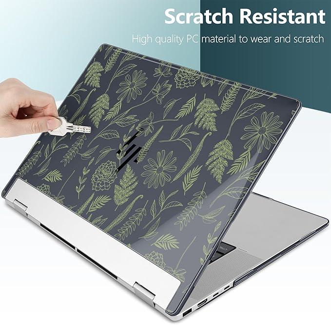 Premium Crystal Case for HP Envy x360 16-inch 2-in-1 Laptop 2024 2025 Release, Floral Patterns Ultra-Slim Lightweight Scratch-Resistant Clear Hard Shell with Professional Protection, Plant Branches