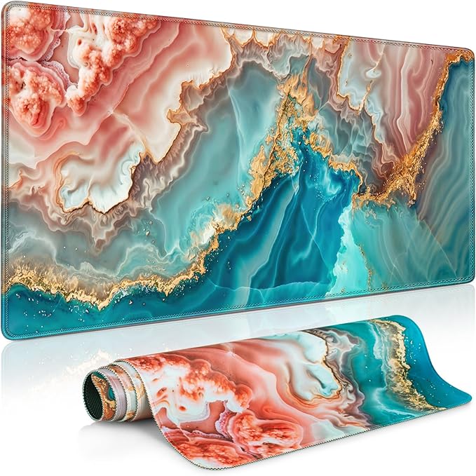 Desk Mat, Large Gaming Mouse Pad XXL 35.4×15.7in, Extended Computer Keyboard Mouse Mat Desk Pad for Laptop with Stitched Edges, Waterproof Mousepad for Gamer Home&Office Women