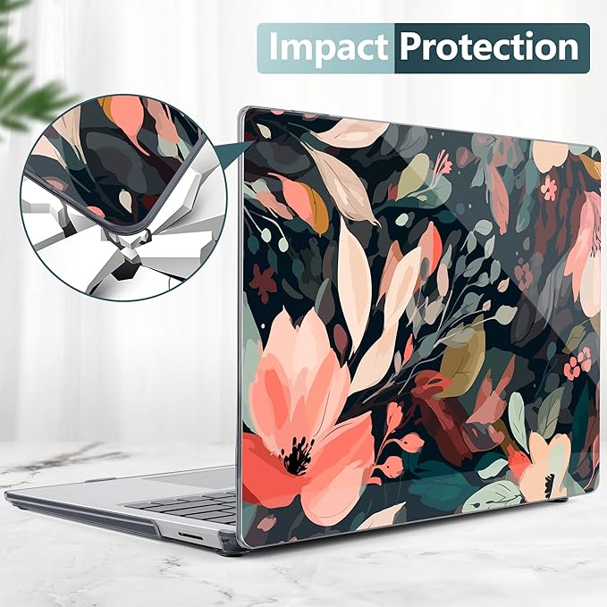 DONGKE Case for Microsoft Surface Laptop 2024, Windows 11 Copilot+ PC, 13.8 Inch Touchscreen Display, Protective Plastic Hard Shell Case with Keyboard Cover & Screen Protector - Painted Floral