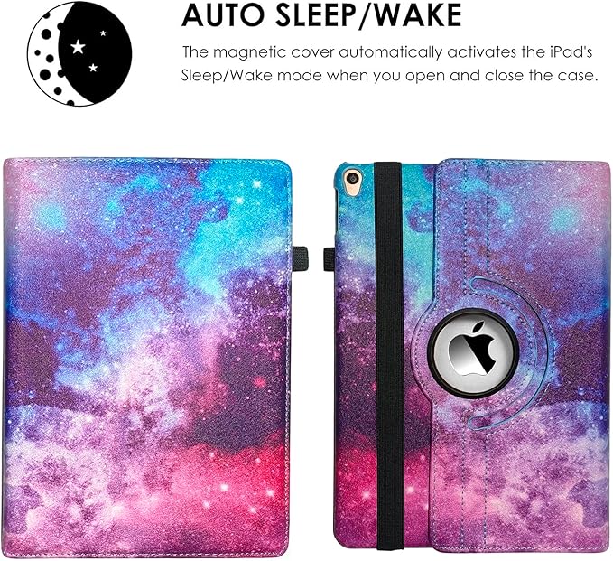 360 Rotating Stand Smart Case for iPad Air (3rd Gen) 10.5" & iPad Pro 10.5" - Auto Wake/Sleep Feature, Colorful Starry Sky
