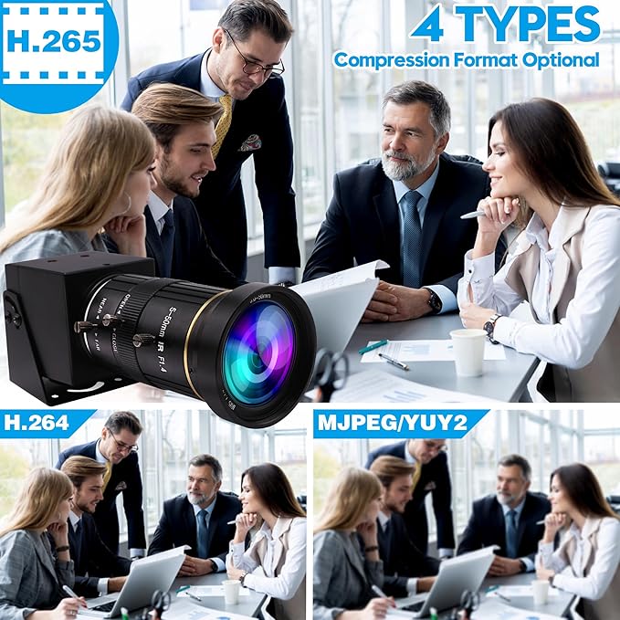 HDMI USB Camera 4K 30fps USB Webcam for Live Streaming 5-50mm 10X Manual Zoom Web Camera USB HDMI Simultaneous Output Video Camera Close-up PC Camers Plug and Play for Linux Raspberry Pi Jetson Nano