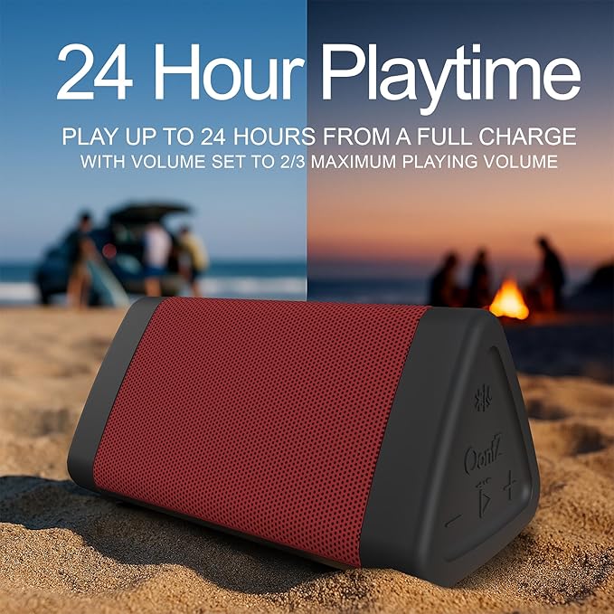 OontZ Angle 3 (4th Gen) – Portable Bluetooth Speaker, 12W Stereo Sound, 24 Hour Playtime, Rich Bass, 100 Foot Wireless Range, Waterproof, Home, Outdoor, Travel, Great Gift (Red)