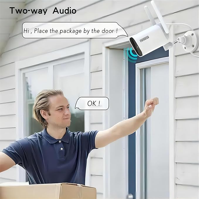 EVERSECU 2K WiFi PTZ Bullet Camera, Outdoor/Indoor, Pan/tilt, 2-Way Audio, Night Vision, Motion Detection Auto Tracking, Waterproof, Remote Access, RTSP Stream, Compatible with Alexa(4pack)