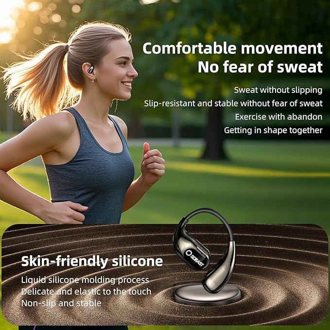 Wireless Earbuds for Workout/Running, Sports Bluetooth 5.4 Headphones,IPX7 Waterproof,Fast Charging,40Hrs Playtime Ear Buds with LED(Black-S)
