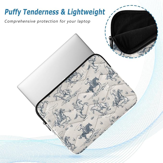 Western Cowboy Laptop Sleeve 13 inch Cute Laptop Bag 14 inch Waterproof Computer Bag for Women Laptop Accessories Computer Cover Bag for Tablet Men