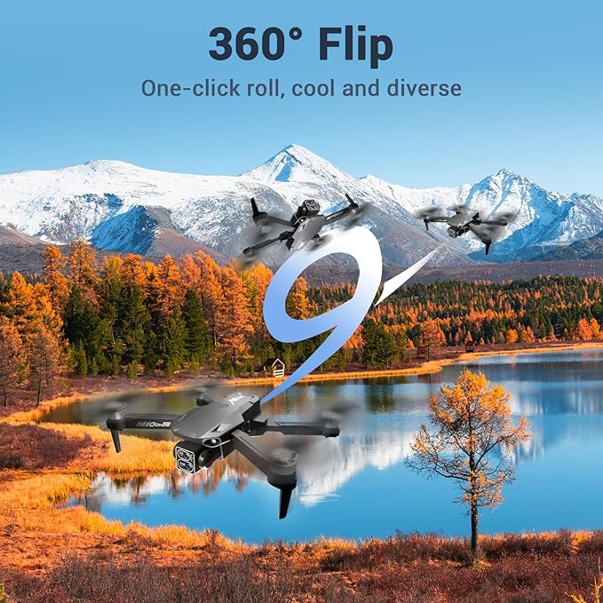 Drone with Camera for Adults Kids 2k One-Key Take Off/Landing FPV RC Drone with Camera for Beginners Headless Mode, 3 Speeds, 360° Flip, 2 Batteries Mini Drone for Adults Black