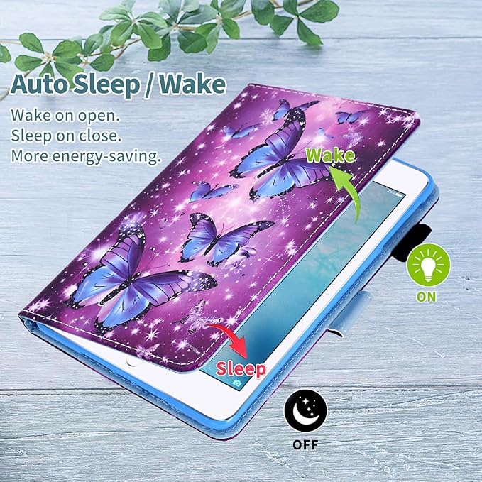 for iPad 9.7 inch Case iPad 6th/5th Generation Case 2018 2017, PU Leather Folio Stand Cute Cover for iPad 9.7 inch/iPad Pro 9.7/iPad Air 2/iPad Air 1, Auto Sleep/Wake, Sparkling Butterfly