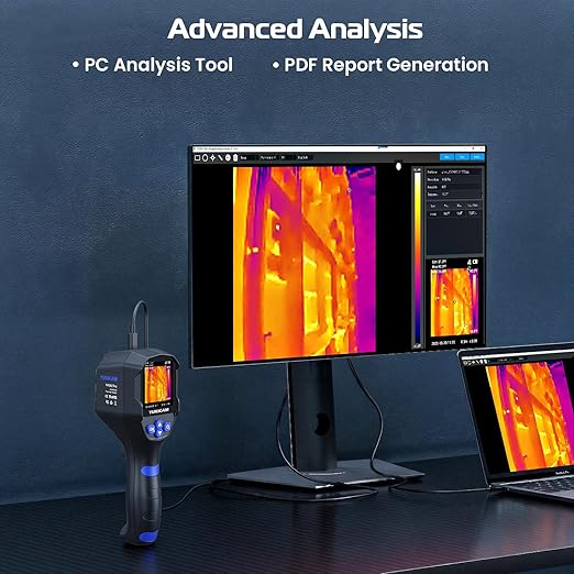 Dual Light Thermal Camera, 240×240 TISR Infrared Thermal Imaging Camera with Smart Modes, 25Hz IR Camera, -4°F to 1022°F Handheld Thermal Imager for Home Inspection Water Leaks, HVAC