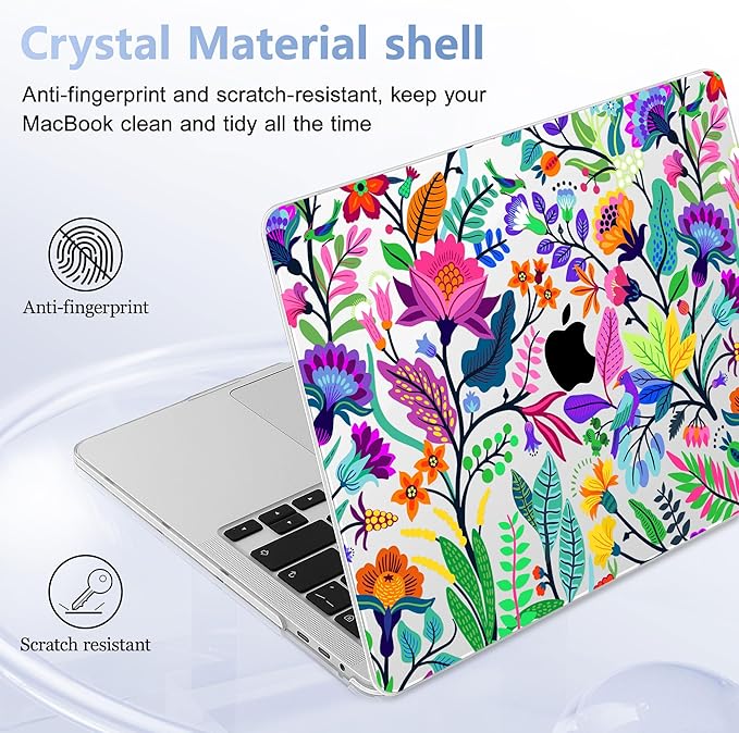 May Chen for MacBook Pro 16 inch A2141 2020 2019, Plastic Pattern Hard Shell Case Screen Protector & Keyboard Cover for MacBook Pro 16-inch, Colorful Flowers and Tropic Leaves