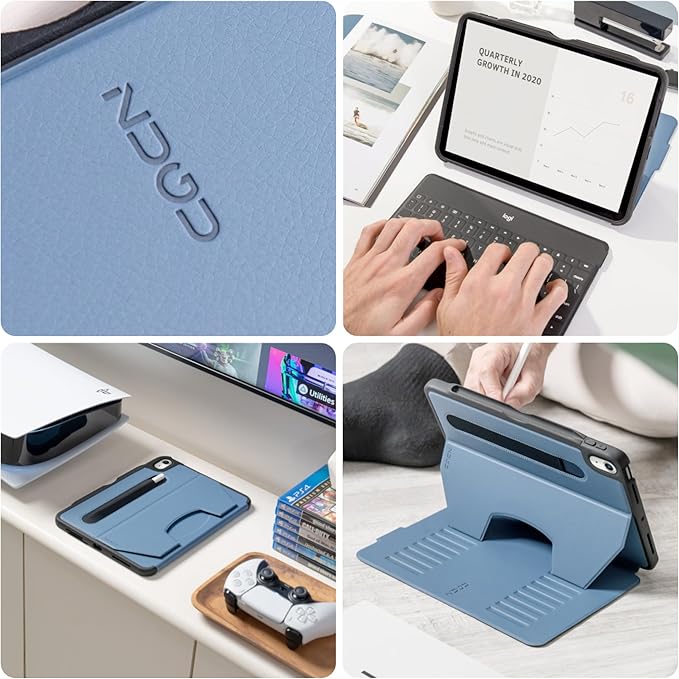 ZUGU CASE for iPad Air 11 M4 2026/M3 2025/M2 2024 iPad Air 4 & 5 10.9 Inch (2020/2022) - Protective, Ultra Thin, Magnetic Stand, Sleep/Wake Cover with Apple Pencil Charging & Storage - Slate Blue