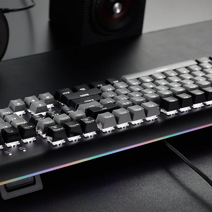 Hexgears GK735 Wired Full Size Mechanical Keyboard, Aluminum Housing Built for Gamers w/Kailh Box White Switch, White Backlit + Surrounded by RGB Light Strip, 104 Keys Gaming Keyboard for PC/Mac