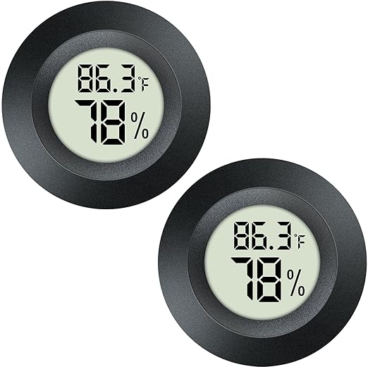 2 Pack Hygrometer Thermometer Mini Digital LCD Monitor Indoor/Outdoor Humidity Meter Gauge Temperature for Humidifiers Dehumidifiers Greenhouse Reptile Humidor Fahrenheit/Celsius(℉/℃) by QPEUIM