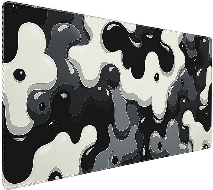 Extra Large Mouse Pad, Black and White Minimalist Pattern, 31.5 x 15.7 Inches, Rubber, Rectangular Desk Protector with Non-Slip Backing
