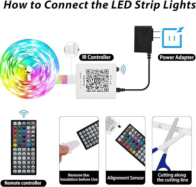 Ledagic 50 ft LED Lights for Bedroom Music Sync RGB LED Strip Lights with APP & Remote Control LED Lights for Room Home Party Christmas Wall Decor (1 Roll of 50ft)