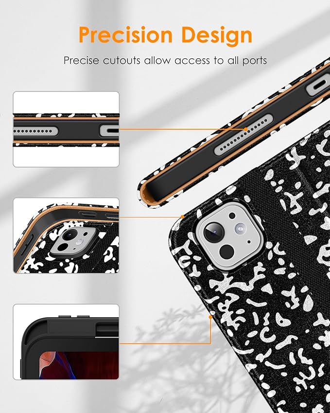 DTTO for iPad Pro 13 inch Case (M5/M4) 2025/2024, Premium Leather Business Folio Stand Cover with Pencil Holder - Auto Wake/Sleep & Multiple Viewing Angles, Built in Hand Strap & Pocket, Book