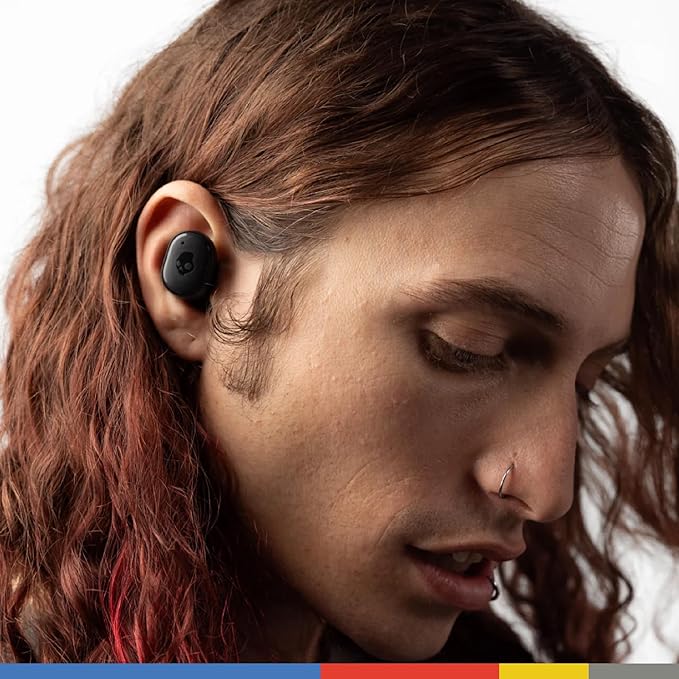 Skullcandy Grind Fuel Wireless Earbuds, Bluetooth Headphones, Up to 40 Hours Battery, Noise Isolating Fit, Wireless Charging Case, Microphone, Customizable via Skull-iQ App - True Black/Orange
