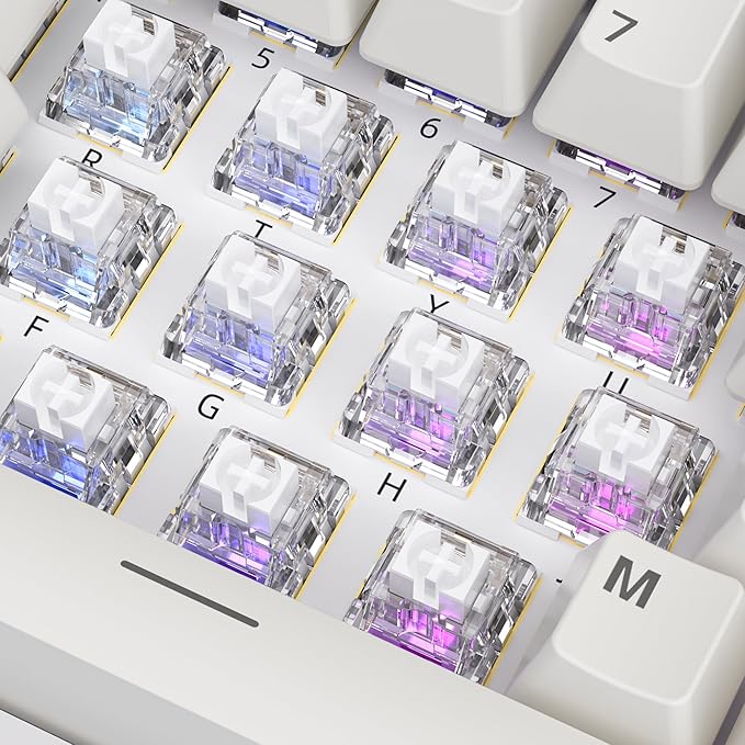 Zhouwang 20 PCS White Shark Clicky Mechanical Keyboard Switches,3-Pin Hot-Swappable Pre-Lubricated Switches,Crisp Click Sound for Gaming Keyboards & 3D Print Accessories