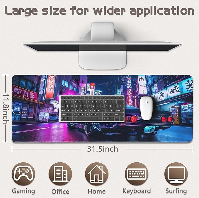 Gaming Mouse Pad - (31.5"×11.8") Sports Car Large Mouse Pads for Desk - Desk Mat for Keyboard and Mouse with Non-Slip Base, Desks Pad Matfor Game/Office & Home