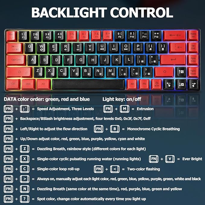 Guiheng Wired 60% Gaming Keyboard and Mouse Combo, Ultra-Compact 61 Keys RGB Backlit Mini Keyboard, Lightweight 3200 DPI Optical, Wired Gaming Set for Windows,PC, MAC PS5 Xbox Gamer(Black and Red)