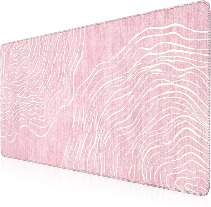 iCasso Large Desk Mat Pink,Big Mouse Pad with Stitched Edges,Aesthetic Computer Pad for Desktop,Anti-Slip Keyboard Mat for Women,Cute Girly Desk Cover Protector Work from Office Home Dorm