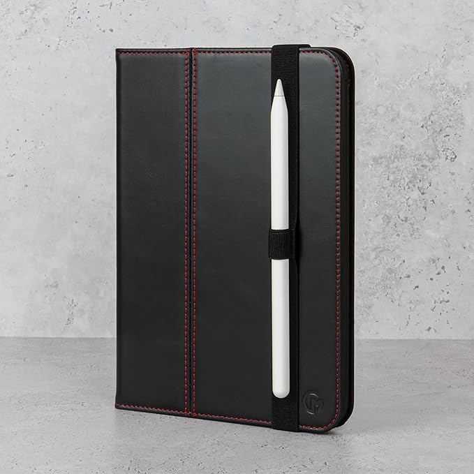 Casemade Real Leather Case Compatible with iPad mini 7 (A17 Pro) / 6th Gen (2021) - Full-Grain Leather Cover, Auto Sleep/Wake, Dual Stand Position (Black)