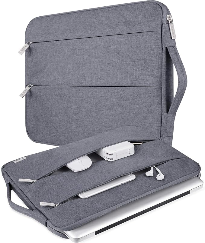 Voova Laptop Sleeve Carrying Case 14 15 Inch Compatible with MacBook Air 15 M2/M3/M4 2022-2025, MacBook Pro 15, Hp Chromebook 14, Waterproof Slim Computer Cover Bag,Grey