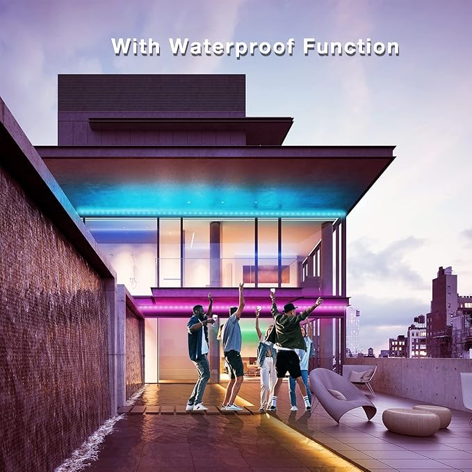 DAYBETTER 100 ft Outdoor Led Strip Lights Waterproof, Smart Light Strips with App Voice Control Remote, 5050 RGB Music Sync Color Changing Led Lights for Bedroom, Room Decor (3 Rolls of 32.8 ft)