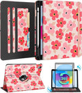 Kidcube for iPad 10th Generation Case 2022, for iPad (A16) Case 11th Generation 2025 - Women Girl Cute Rotating Stand Folio Cover with Pencil Holder & Card Slot Girly Kawaii Floral Flower Design Cases