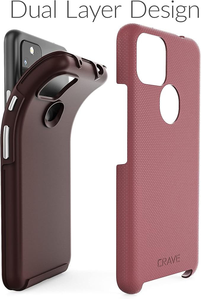 Crave for Pixel 5a Case, Shockproof Protection Dual Layer Case for Google Pixel 5a 5G (6.34 inch) - Berry