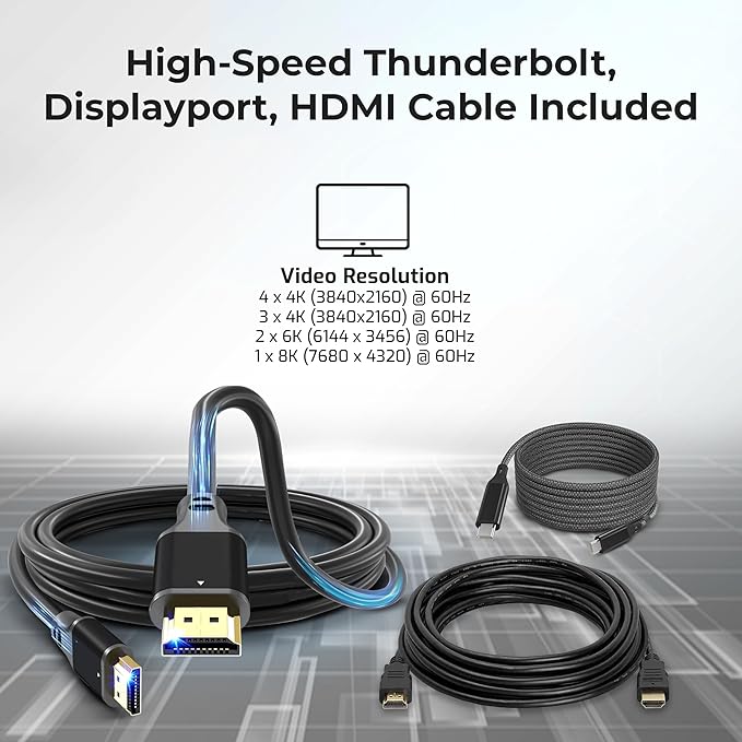 Dell SD25TB4 Pro Thunderbolt 4 Smart Dock - Supports 8k Display, 3 Years Warranty with 180W Adapter, HDMI, DisplayPort, Thunderbolt Cable, Cloth - USB C Docking Station Hub with Accessories