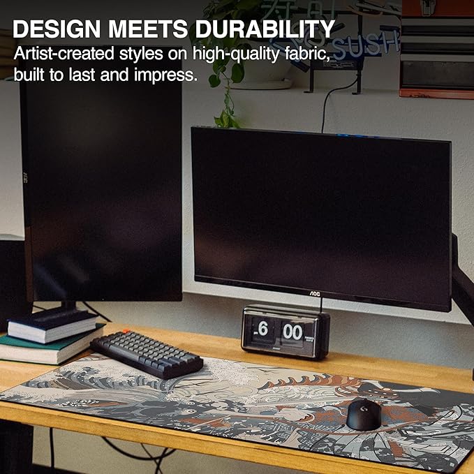 MPCO. Original Large Gaming Desk Mat – 36" x 17" Aeroglyde Masterpiece Shogun Full Desk Mouse Pad for Smooth Precision – Non-Slip, Washable Extra-Large PC Mouse Pad for Gaming Sessions