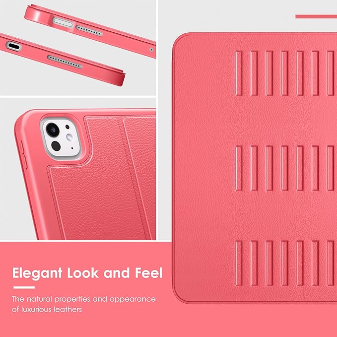 VIKESI Case for iPad Pro 11 inch (M5/M4) 2025/2024,Multiple Angles Magnetic Stand Cover,Shockproof Back,Pencil Holder,and Auto Sleep/Wake,Red