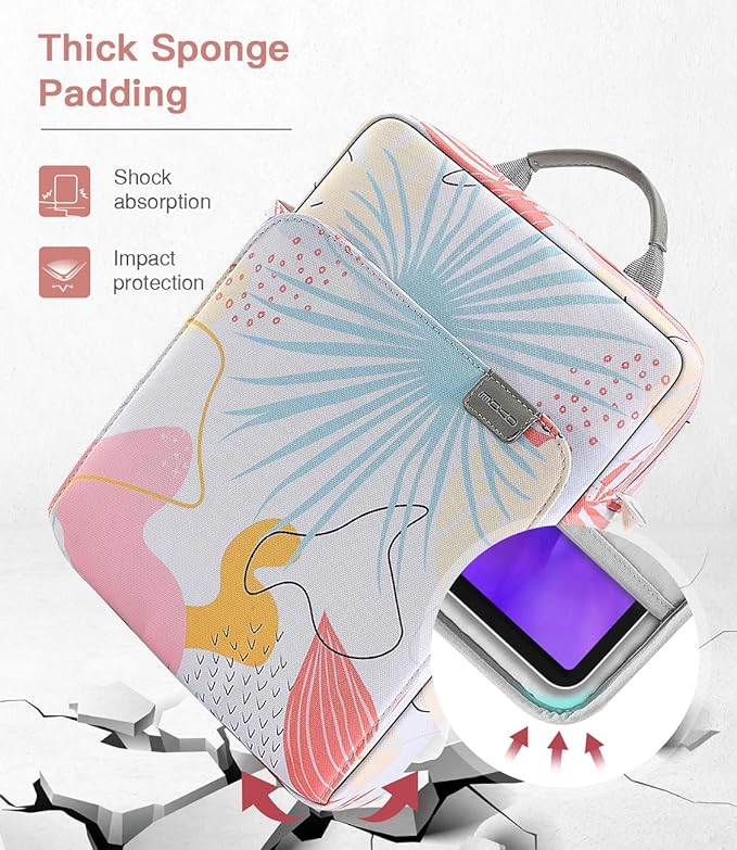 MoKo 9-11 Inch Tablet Sleeve Bag Handle Carrying Case with Shoulder Strap Fits iPad Pro/Air/A16 11 inch,iPad 10th 10.9,i-Pad 9/8/7th 10.2,iPadAir 5/4th 10.9,i-Pad 9.7,Tab S8/S9 11", Tropical Leaf