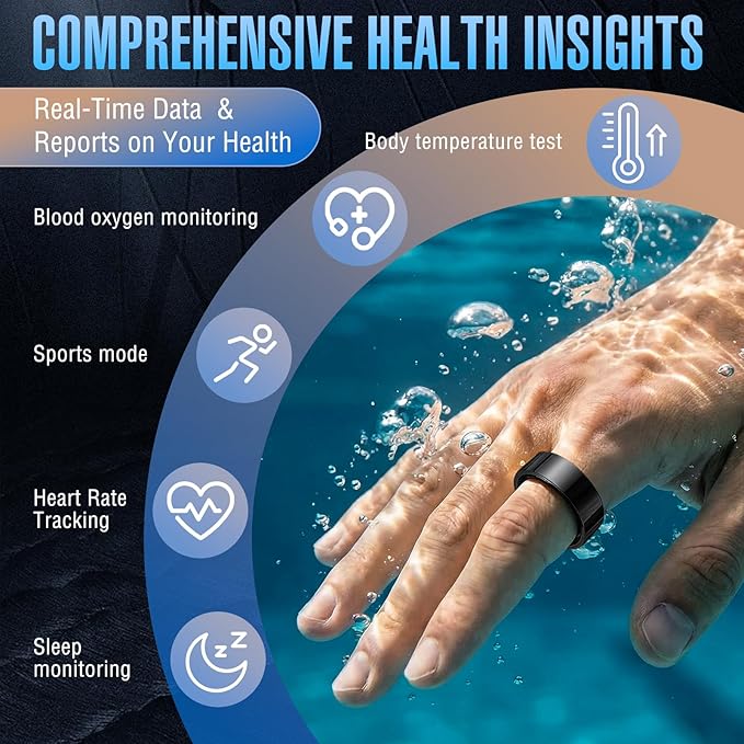 Halo Ring Smart– Compatible with iOS and Android Systems, No Subscription Required, Long Battery Life, Equipped with Sensor Technology, Supports Fitness, Blood Oxygen, and Sleep Monitoring.