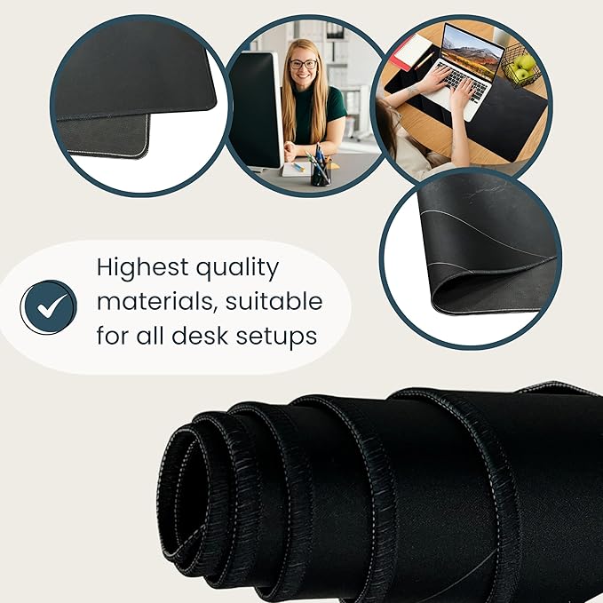 Black Stone Mouse Pad – Extra Large Desk Mat for Keyboard and Mouse | Minimalist Gaming Mouse Pad, Laptop Desk Mat, Non-Slip Rubber Base, Modern Workspace Accessory