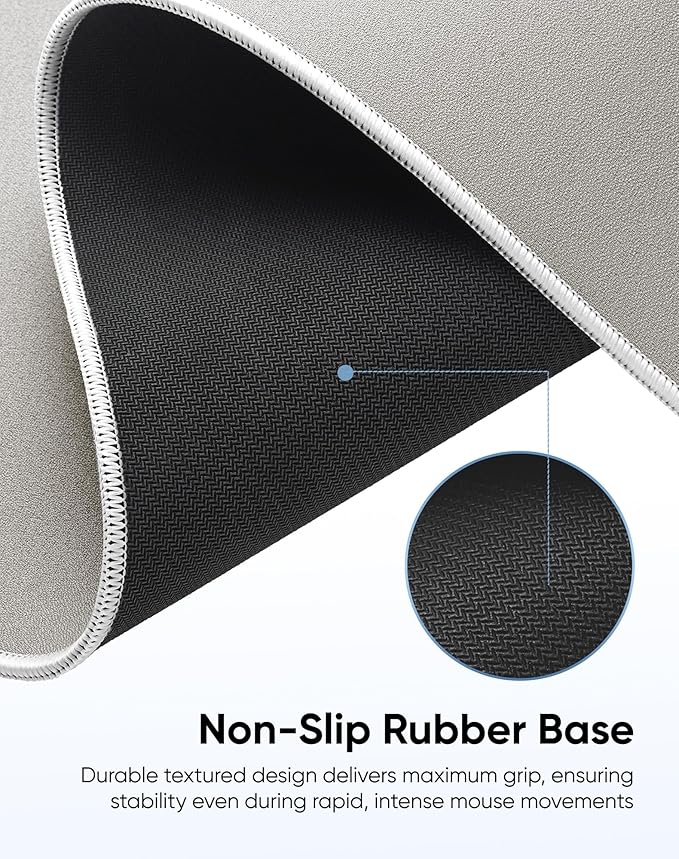 Reniteco Waterproof Large Gaming Mouse Pad with Durable Stitched Edges, Non-Slip Rubber Base, Grainy Jacquard Mouse Mat Desk Pad for Home Office Gaming, 27.6"x11.8"x0.12", Matte Beige