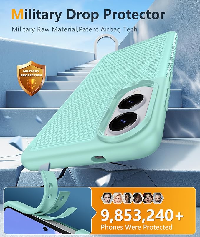 FNTCASE for Samsung Galaxy S25-Edge Case: Lightweight Cell Phone Cover Military Grade Drop Protection with Non Slip Textured Back | Rugged Shockproof Protective Bumper Cases(Mint Green)