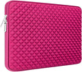 RAINYEAR 14 Inch Laptop Sleeve Diamond Foam Shock Resistant Neoprene Padded Case Fluffy Lining Zipper Cover Bag Compatible with 14" Notebook Computer Chromebook Tablet Ultrabook (Deep Pink)