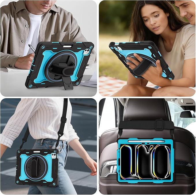 iPad Air 11 inch Case M2 2024 6th Gen, for iPad Air 5th/4th, Full-Body Shockproof Protective Cover with Screen Protector, Also for iPad Pro 11 inch Case 1st-4th Generation, Pencil Charge