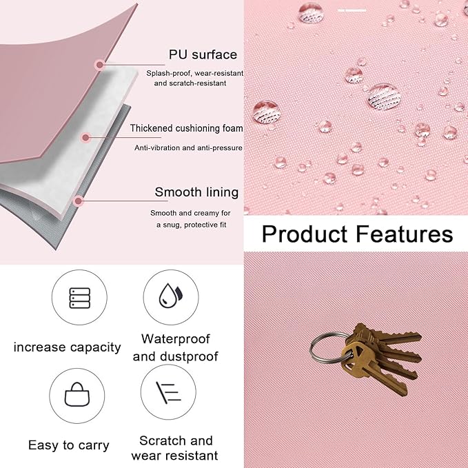 9-11 Inch Tablet Sleeve Case, iPad Bag for Women Fits iPad Pro 11 (2022-2018), iPad 10.9 (10th Gen), iPad Air (5/4th Gen), Galaxy Tab A8/A7/S8/S7, Protective Bag Carrying Case with Pocket (Pink)