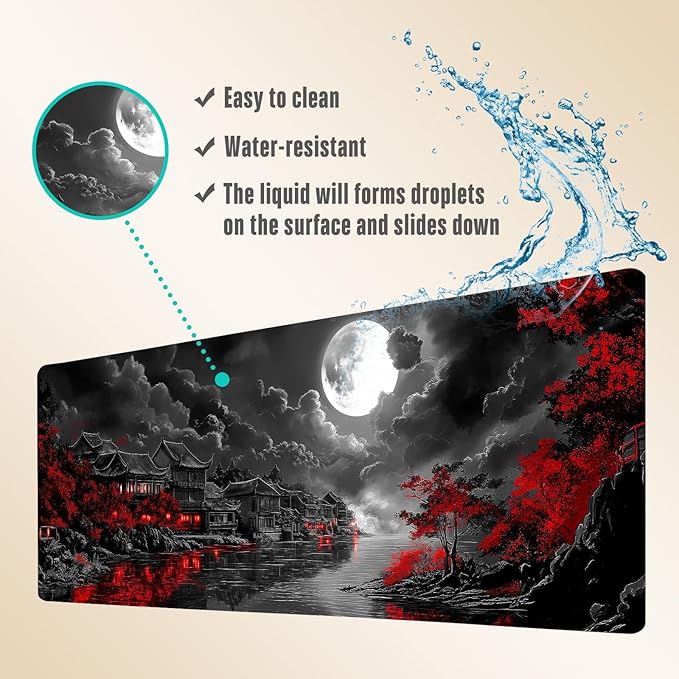 Extended Gaming Mouse Pad, Large Mouse Mat 3 mm Nature Rubber Base Mousepad with Stitched Edges, Non-Slip Desk Mat for Office Home Great Gift 31.5x11.8 Inch (Dark Canyon 6)