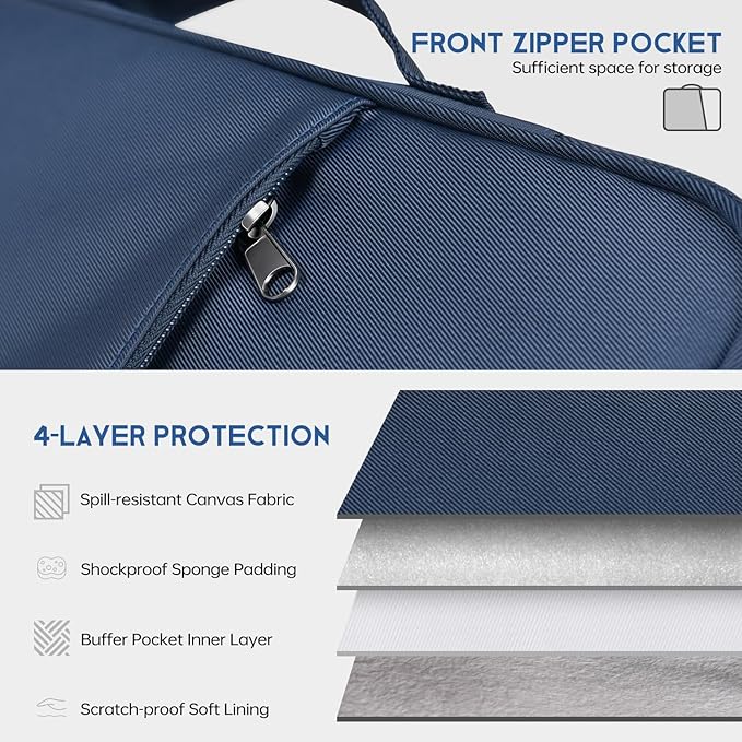 13 inch Laptop Case Sleeve for 2026 MacBook Neo 13-inch, 2026-2022 MacBook Air 13 inch M5 M4 M3 M2 Laptop Water-Resistant Shockproof Handle Bag Cover w/Accessory Pocket -Navy Blue