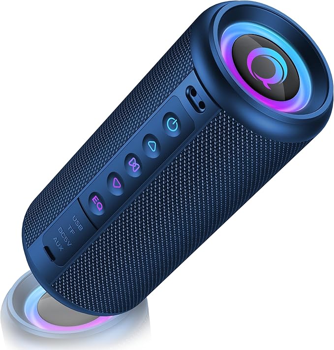 Portable Bluetooth Speaker, 2026 Bluetooth 5.4 Wireless Speaker with 20W HD Loud Stereo Sound, TWS Pairing, 20H playtime, RGB Lights, IP7, Built-in Mic, for Outdoor, Home, Beach, Party, Gift, Blue
