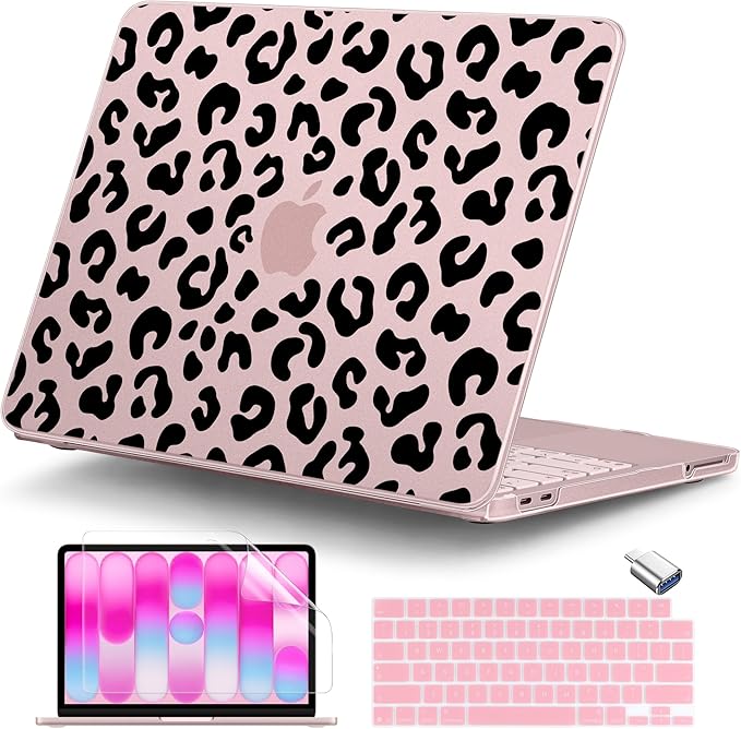 DONGKE for MacBook Neo 13 inch Case 2026 (Model A3404), Artistic Leopard Pattern Ultra Slim Frosted Matte Hard Shell, Anti-Scratch & Fingerprint Resistant Cover, Leopard Blush