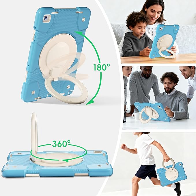 Andnary Case for Samsung Galaxy Tab A11+ Plus/A9+ 11 Inch 2025/2023, Tablet Case for Samsung Galaxy A9 Plus/A11+ with Screen Protector/360° Rotating Stand/Pen Holder/Shoulder Strap (Blue)