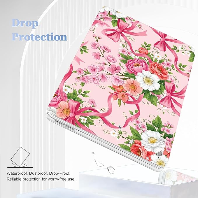 Tuiklol for 2026 MacBook Neo 13 Inch A18 Pro Chip Case, (Model A3404) Anti-Scratch Anti-Drop Slim Hard PC Shell Case with Shockproof Protective MacBook Neo Laptop Cover, Flower with Bow