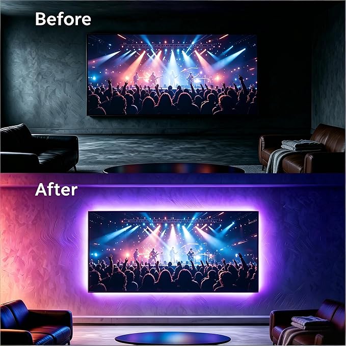 LED Lights for TV, RGB TV Backlight Behind, 16.4ft LED Lights for 45-75 Inch TVs, Music Sync Bluetooth APP & Remote Control,USB Powered Strip Lights for Bedroom, Xmas, Home Décor