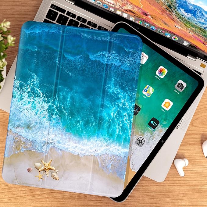 Vimorco for iPad Air 11 Inch Case M4 2026, for iPad Air 5th/4th Gen Cases 10.9-inch, Fit iPad Pro 11 Inch Case 4th/3rd/2nd/1st Generation,Pencil Holder/2 Viewing Stands/Typing Stand/Slim, Beach Ocean